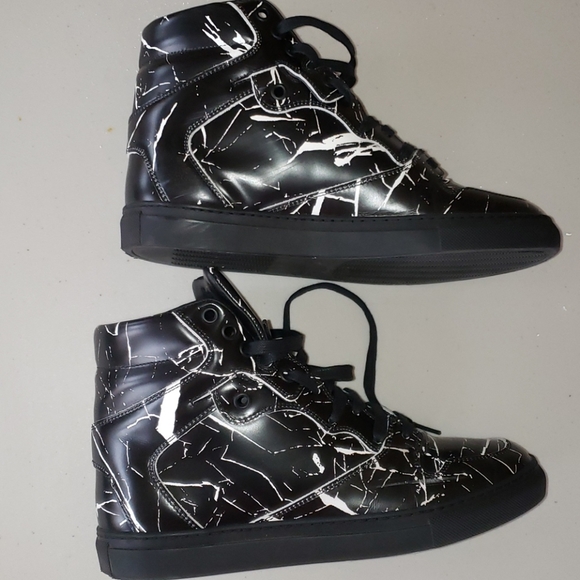 BALENCIAGA SPLAT HIGH TOP LEATHER SNEAKERS - Picture 3 of 16
